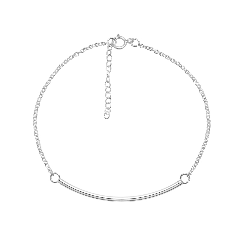 Customized Design Handmade Trendy Tube Bar Chain Link Sterling Silver Bracelet
