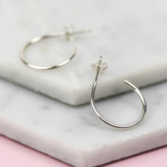 Handmade Sterling Silver Thin Wire Silver, Yellow Gold and Rose Hoop Earrings