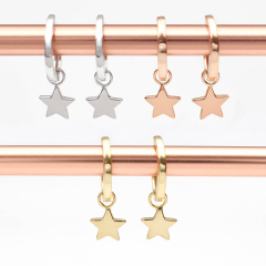 Jewelry Products Sterling Silver Star Charm Hoop Earrings for Girl