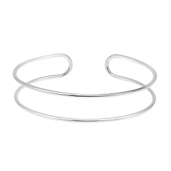 Handmade Stylish Double Open Lines Sterling Silver Cuff Bracelet Thailand