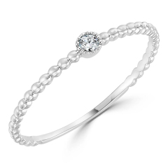 Sterling Silver Beaded Diamond Accent Stackable Ring Solitaire Ring Top Gifts