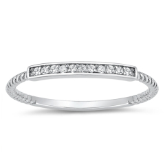 Sterling Silver Cubic Zirconia Thin Band Ring Knuckle Finger Ring