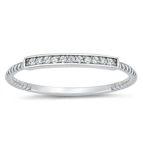 Sterling Silver Cubic Zirconia Thin Band Ring Knuckle Finger Ring