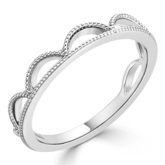 Women's 14K Gold Vintage Inspired Milgrain Tiara Crown Stackable Ring