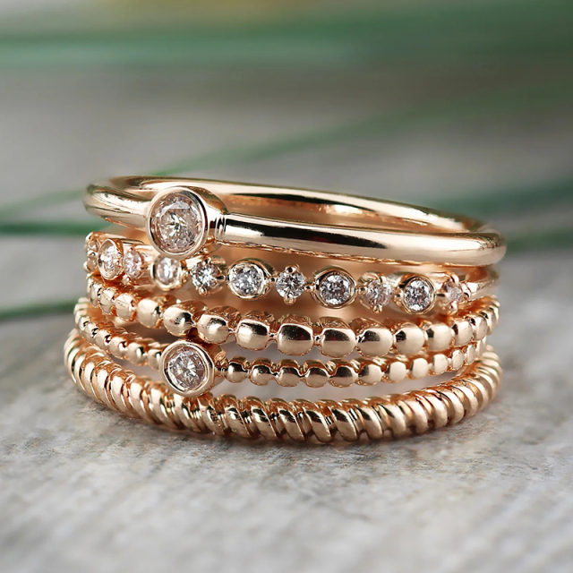 14K Gold Petite Beaded Style Stackable Anniversary Knuckle Ring in Sterling Silver