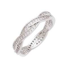Top Sellers Design Silver or Rose Overlay 2 Row CZ Eternity Band Stackable Ring