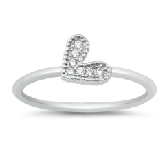 Best Selling Items Sterling Silver CZ Small Heart Simple Finger Ring