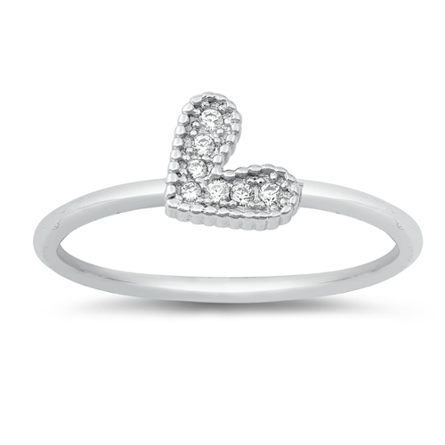 Best Selling Items Sterling Silver CZ Small Heart Simple Finger Ring