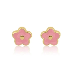 925 Sterling Silver Jewelry Pretty Design Pink Enamel Flower Stud Earrings for Kids
