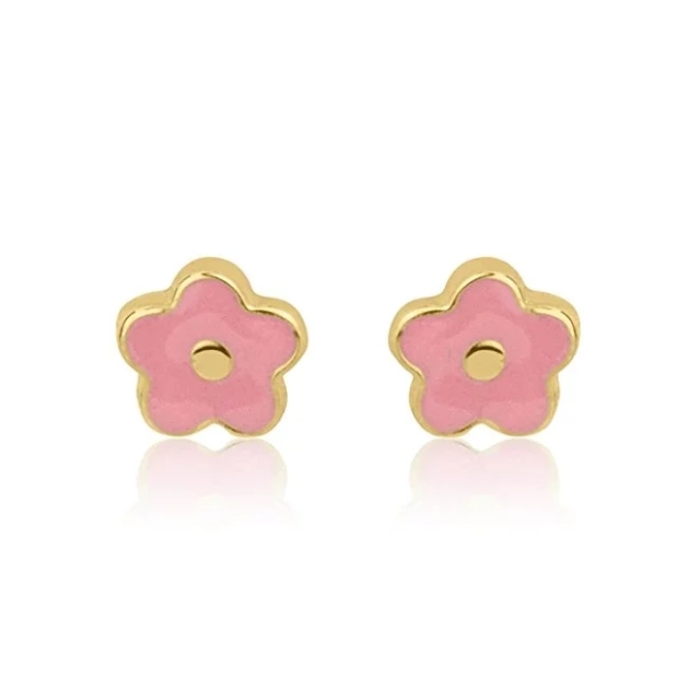 925 Sterling Silver Jewelry Pretty Design Pink Enamel Flower Stud Earrings for Kids