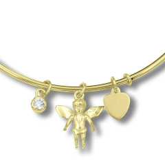 Guardian Angel Charm Adjustable Sterling Silver Bangle Bracelet Fits 7.5" to 8.5" Wrists