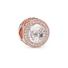 ALE S925 Sterling Silver Rose Radiant Hearts Charm Clear CZ 781725CZ