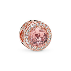 ALE S925 Sterling Silver Rose Blush Pink Radiant Hearts Charm Clear CZ 781725NBP