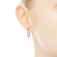 Sterling Silver Pink Rose Plated Clear Cubic Zirconia Droplets Hoop Earrings 286244CZ