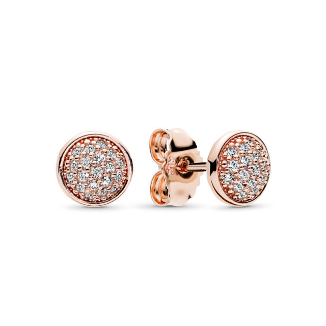 Fashion Jewelry Sterling Silver Rose Plated White CZ Dazzling Droplets Stud Earrings 280726CZ