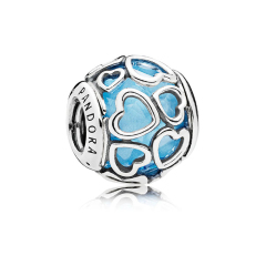 Sterling Silver Crystal Bead Blue Encased in Love Charm 792036NBS