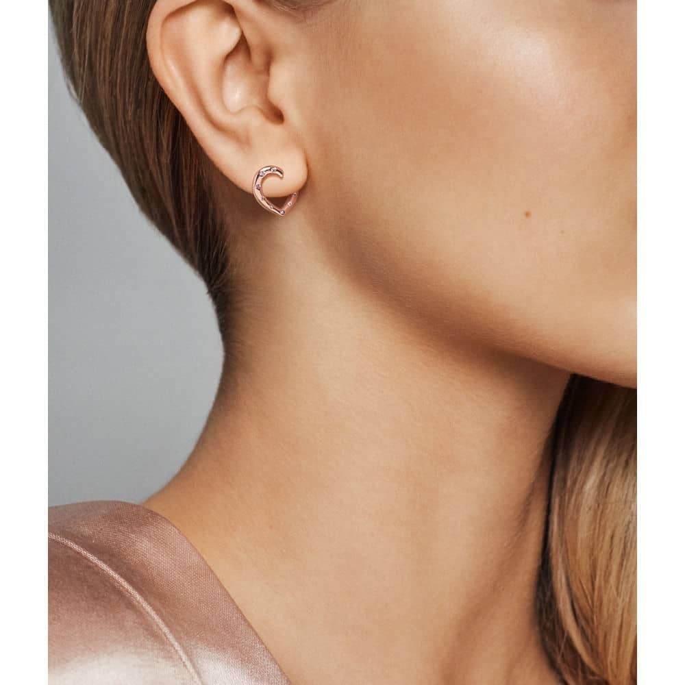 Dainty Jewelry Sterling Silver Rose Plated Multi Color CZ Bright Hearts Hoop Earrings 287231NRPMX