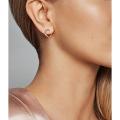 Dainty Jewelry Sterling Silver Rose Plated Multi Color CZ Bright Hearts Hoop Earrings 287231NRPMX