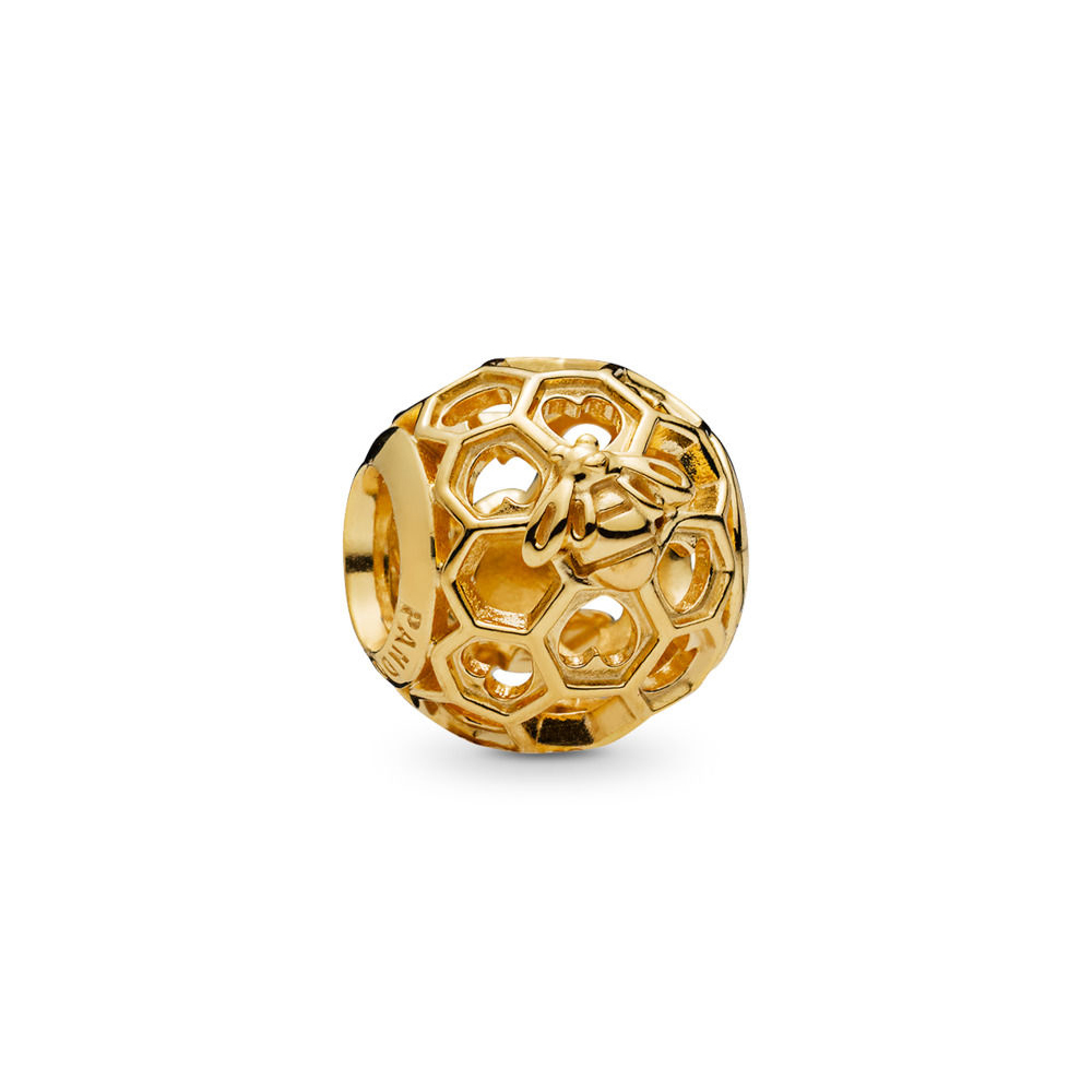 Brand Jewelry ALE S925 Sterling Silver 18K Yellow Gold Plated Honeybee Charm 767023EN16