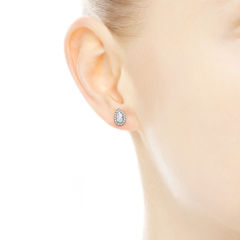 Delicate Sterling Silver Rose Plated Clear CZ Mini Radiant Teardrops Stud Earrings 286252CZ