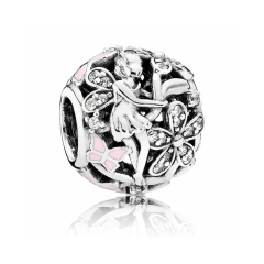 Customized Jewelry Sterling Silver Clear CZ and Enamel Dazzling Daisy Fairy Charm 791841EN68
