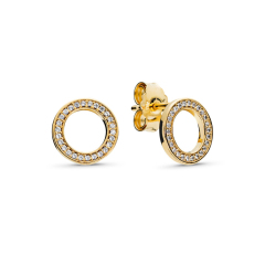 Popular Model Sterling Silver Rose Plated White Cubic Zirconia Round Forever Stud Earrings 280585CZ