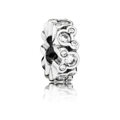 Sterling Silver Charm Mickey Silver Spacer with White Cubic Zirconia 791456CZ