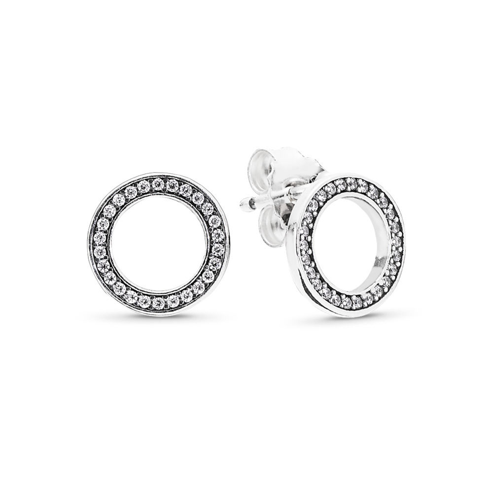 Popular Model Sterling Silver Rose Plated White Cubic Zirconia Round Forever Stud Earrings 280585CZ