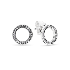 Popular Model Sterling Silver Rose Plated White Cubic Zirconia Round Forever Stud Earrings 280585CZ