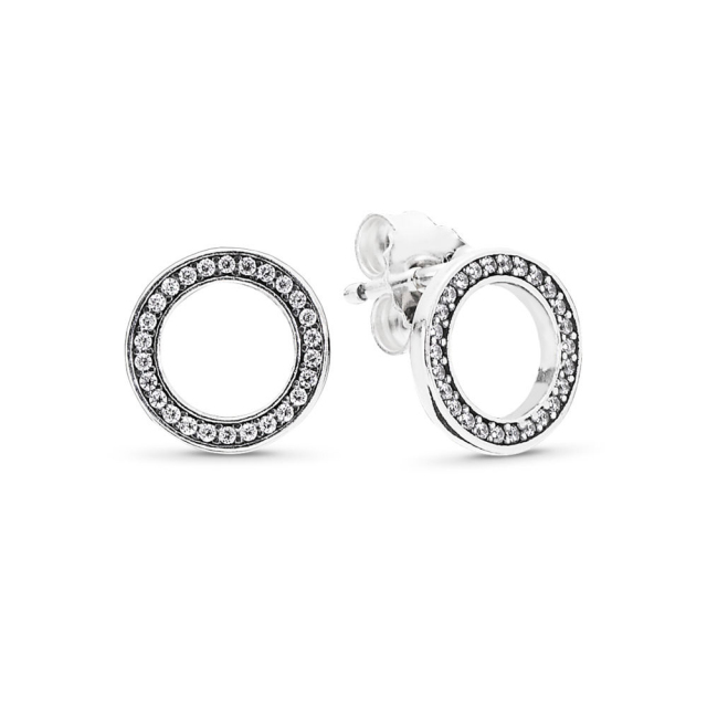 Popular Model Sterling Silver Rose Plated White Cubic Zirconia Round Forever Stud Earrings 280585CZ
