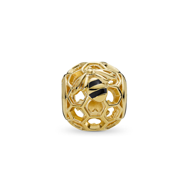 Brand Jewelry ALE S925 Sterling Silver 18K Yellow Gold Plated Honeybee Charm 767023EN16