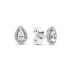 Delicate Sterling Silver Rose Plated Clear CZ Mini Radiant Teardrops Stud Earrings 286252CZ