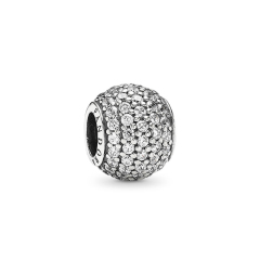 Abstract Pave ALE S925 Silver Ball Charm with Clear Cubic Zirconia 791051CZ