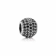 Abstract Pave ALE S925 Silver Ball Charm with Black Cubic Zirconia 791051NCK