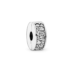 Abstract Pave ALE S925 Silver Clip Charm with Clear Cubic Zirconia 791817CZ