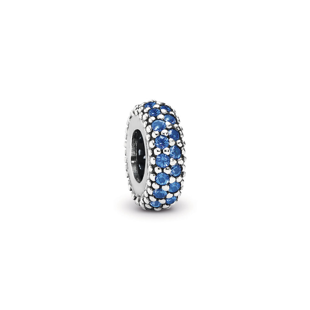 S925 ALE Abstract Sterling Silver Spacer Charm with Midnight Blue Crystals 791359NCB