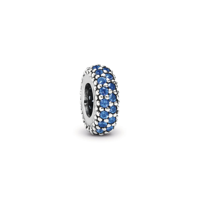S925 ALE Abstract Sterling Silver Spacer Charm with Midnight Blue Crystals 791359NCB