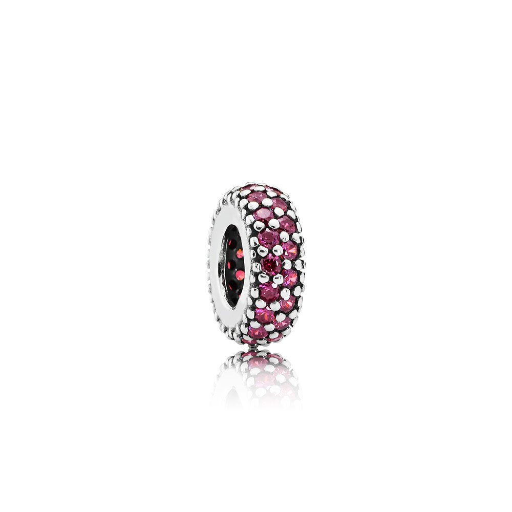 S925 ALE Abstract Sterling Silver Spacer Charm with Purple Cubic Zirconia 791359CZR