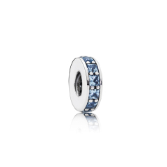 Abstract Pave ALE S925 Sterling Silver Spacer with Sky Blue Crystal 791724NBS
