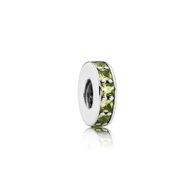 Abstract Pave ALE S925 Sterling Silver Spacer with Opalescent Light Green Crystal 791724NLG