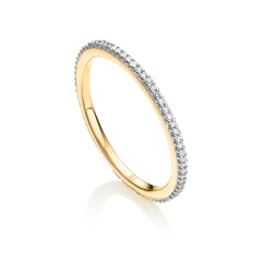 Sterling Silver Two Tone Plated Clear CZ Thin Finger Band Ring