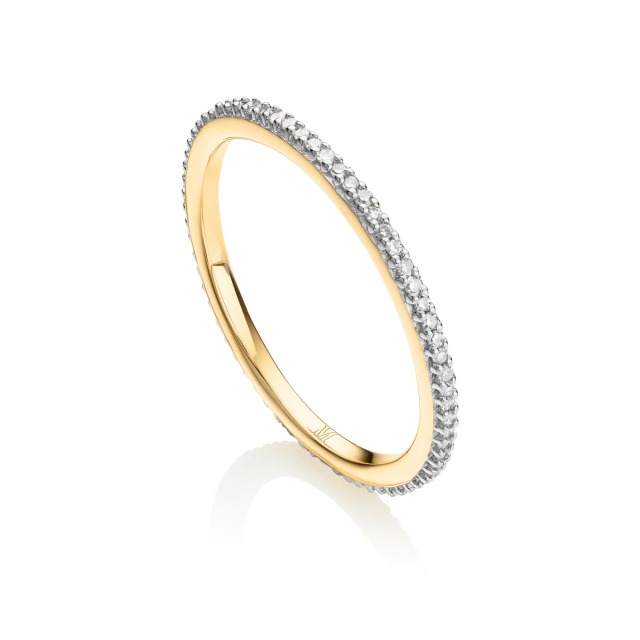 Sterling Silver Two Tone Plated Clear CZ Thin Finger Band Ring
