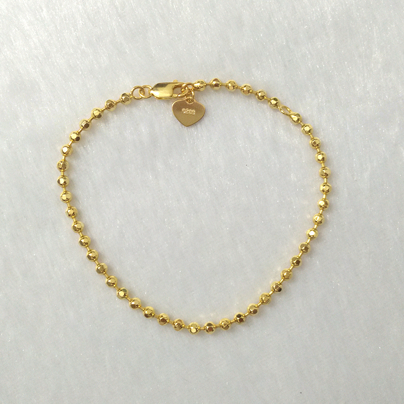 Customized Jewelry 925 Sterling Silver Cutting Faced Beaded Bracelet