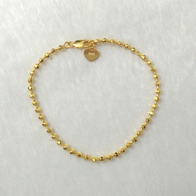 Customized Jewelry 925 Sterling Silver Cutting Faced Beaded Bracelet