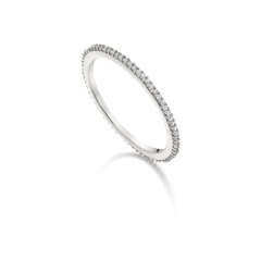 Sterling Silver Two Tone Plated Clear CZ Thin Finger Band Ring