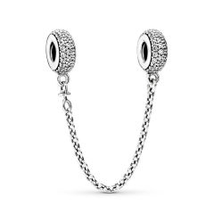 Customized Jewelry Sterling Silver Clear Cubic Zirconia Pavé Inspiration Safety Chain 791736CZ