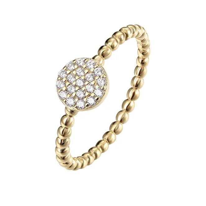 14K Gold Plated Minimalist CZ Simulated Diamond Stacking Circle Stackable Ring