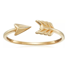 925 Silver Jewelry 14K Gold Plated Arrow Point Ring Design for Women