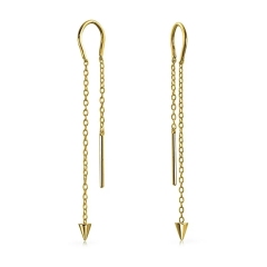 Modern 925 Sterling Silver Spike Long Chain Threader Earrings for Women