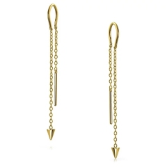 Modern 925 Sterling Silver Spike Long Chain Threader Earrings for Women